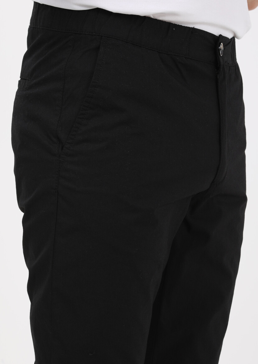 Black Weaving Jogging Fit Casual 100% Cotton Trousers - 3