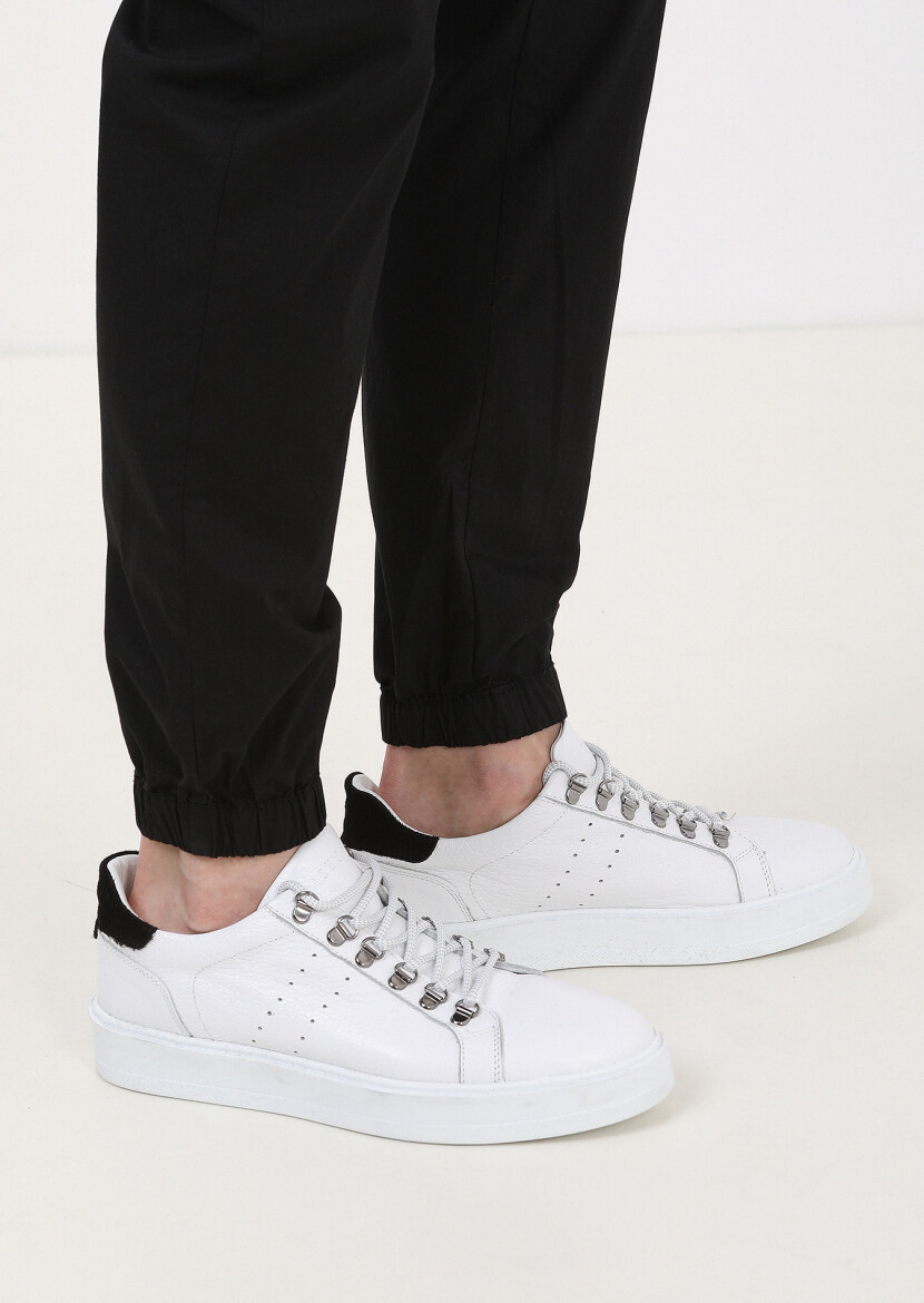 Black Weaving Jogging Fit Casual 100% Cotton Trousers - 4