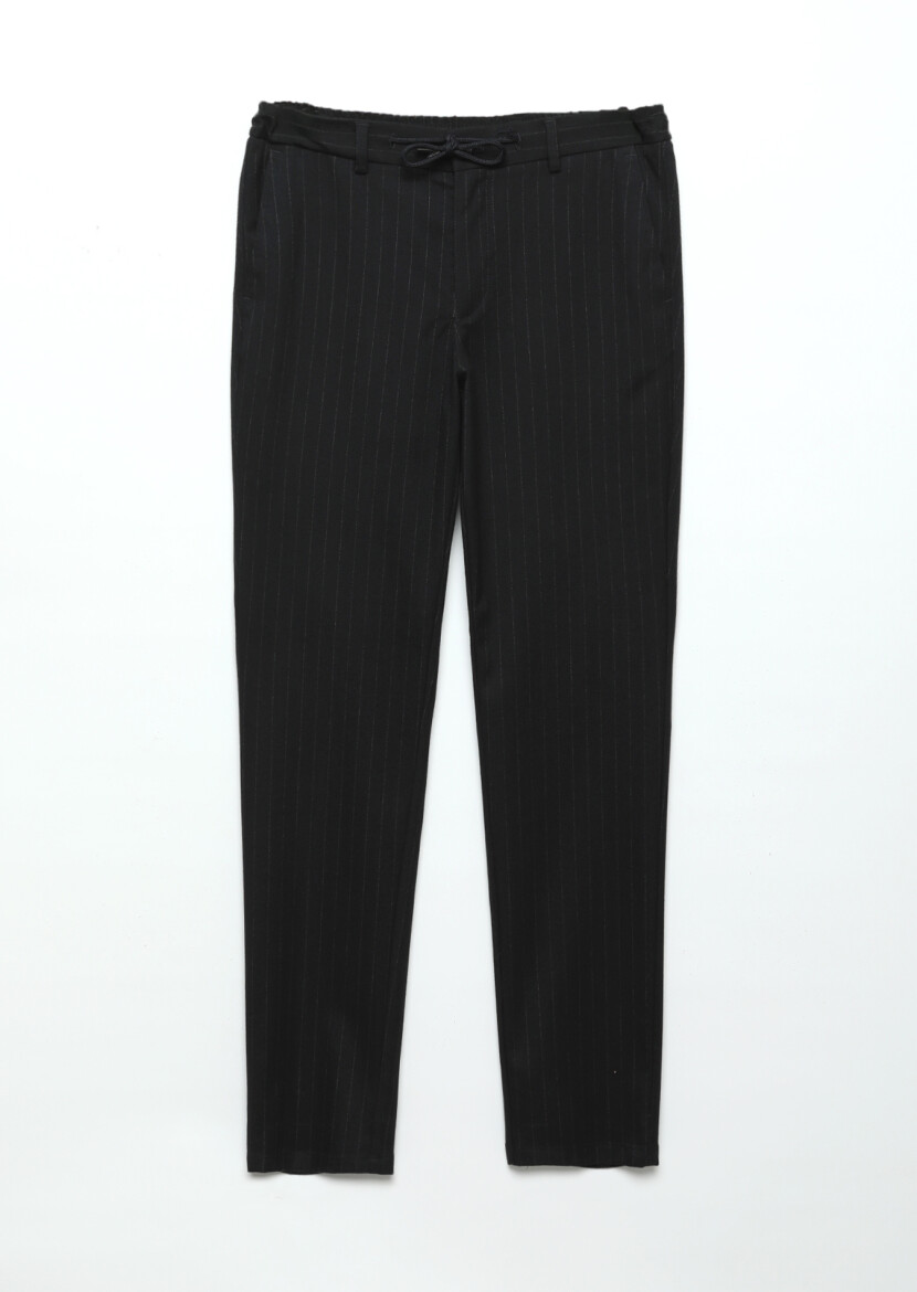 Black Weaving Jogging Fit Casual 100% Cotton Trousers - 6