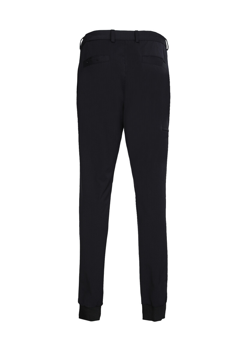 Black Weaving Jogging Fit Casual Cotton Blended Trousers - 7