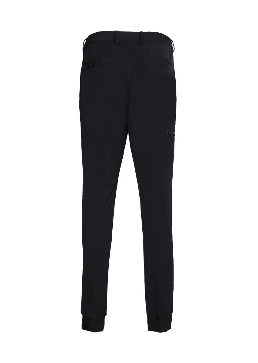 Black Weaving Jogging Fit Casual Cotton Blended Trousers - 7