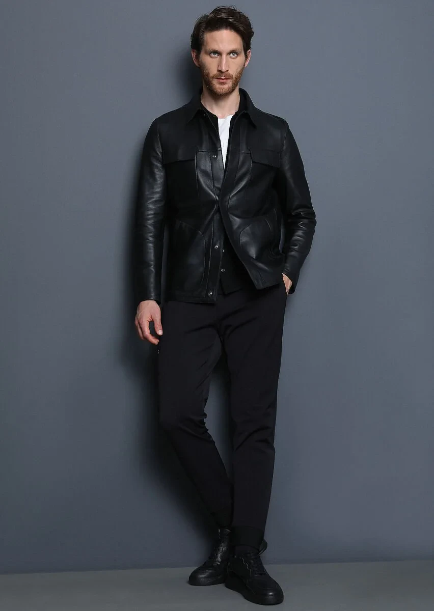 Black Weaving Jogging Fit Casual Cotton Blended Trousers - 3