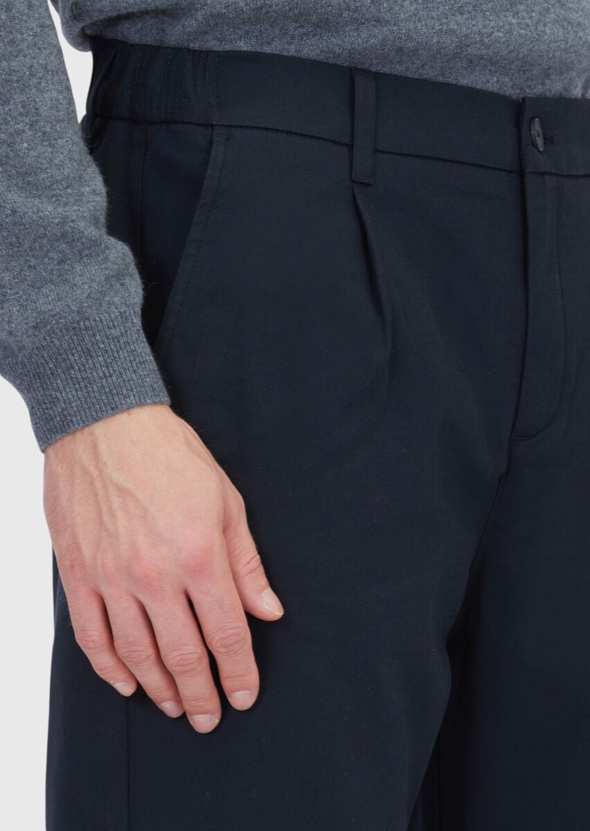 Black Weaving Jogging Fit Casual Cotton Blended Trousers - 3