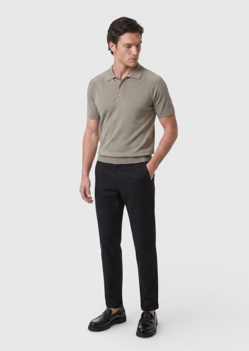 Black Weaving Jogging Fit Casual Trousers - 1