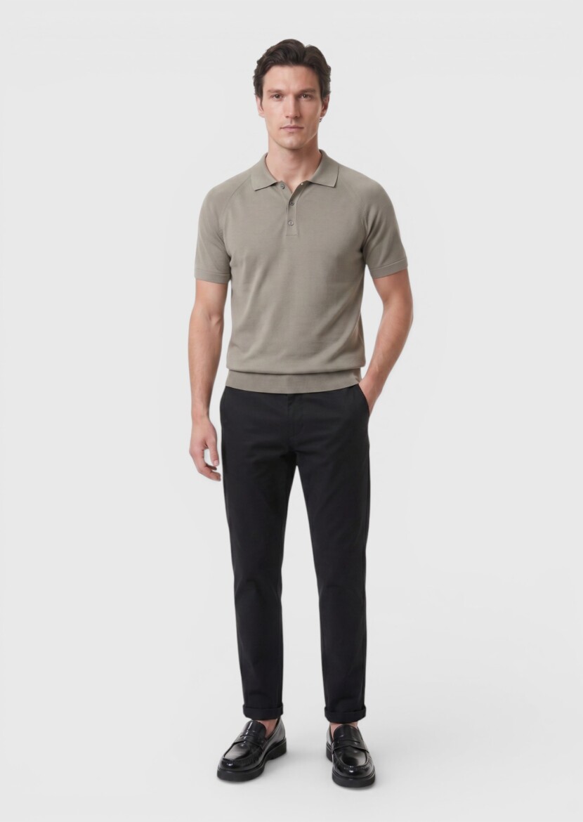 Black Weaving Jogging Fit Casual Trousers - 3
