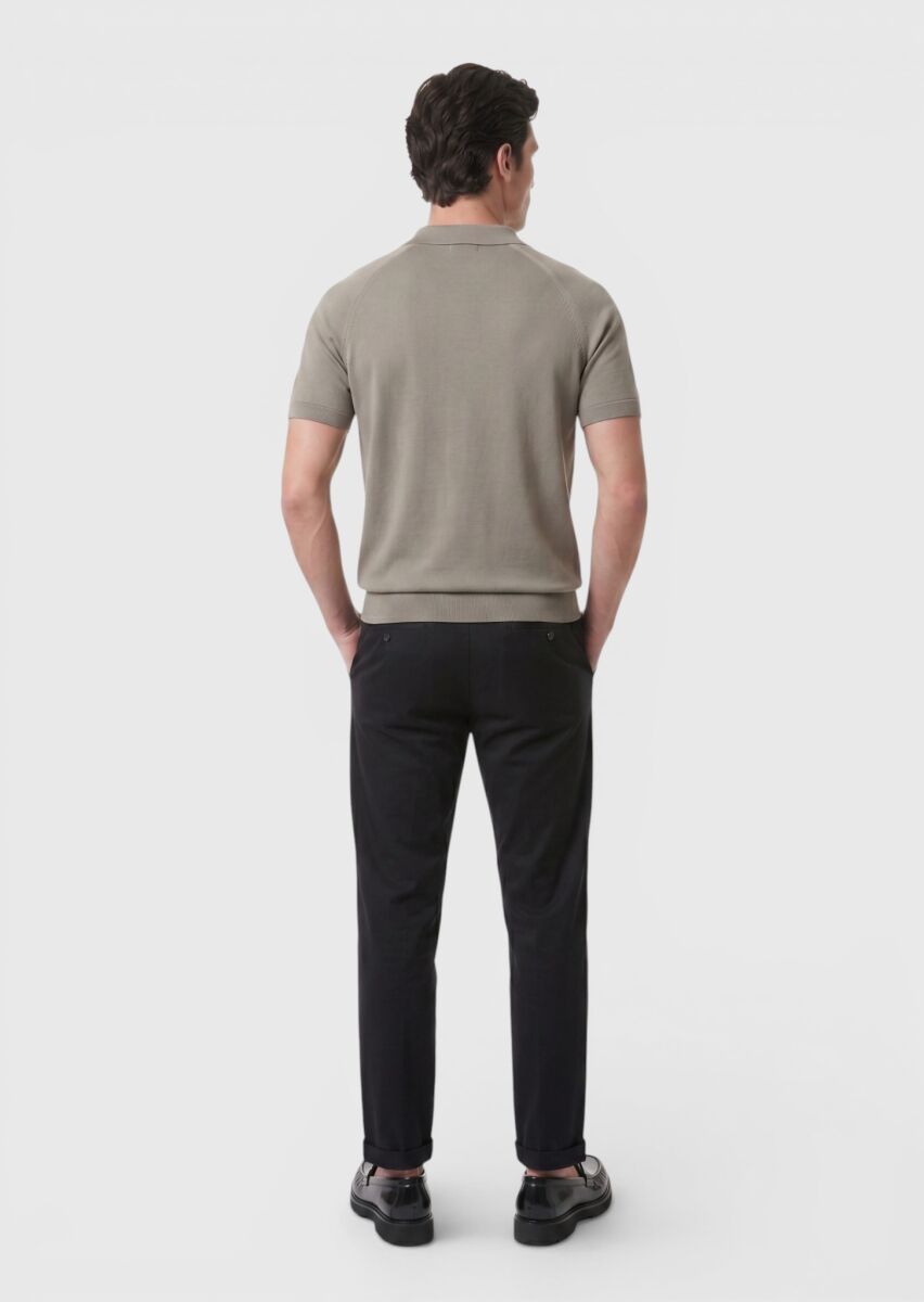 Black Weaving Jogging Fit Casual Trousers - 4