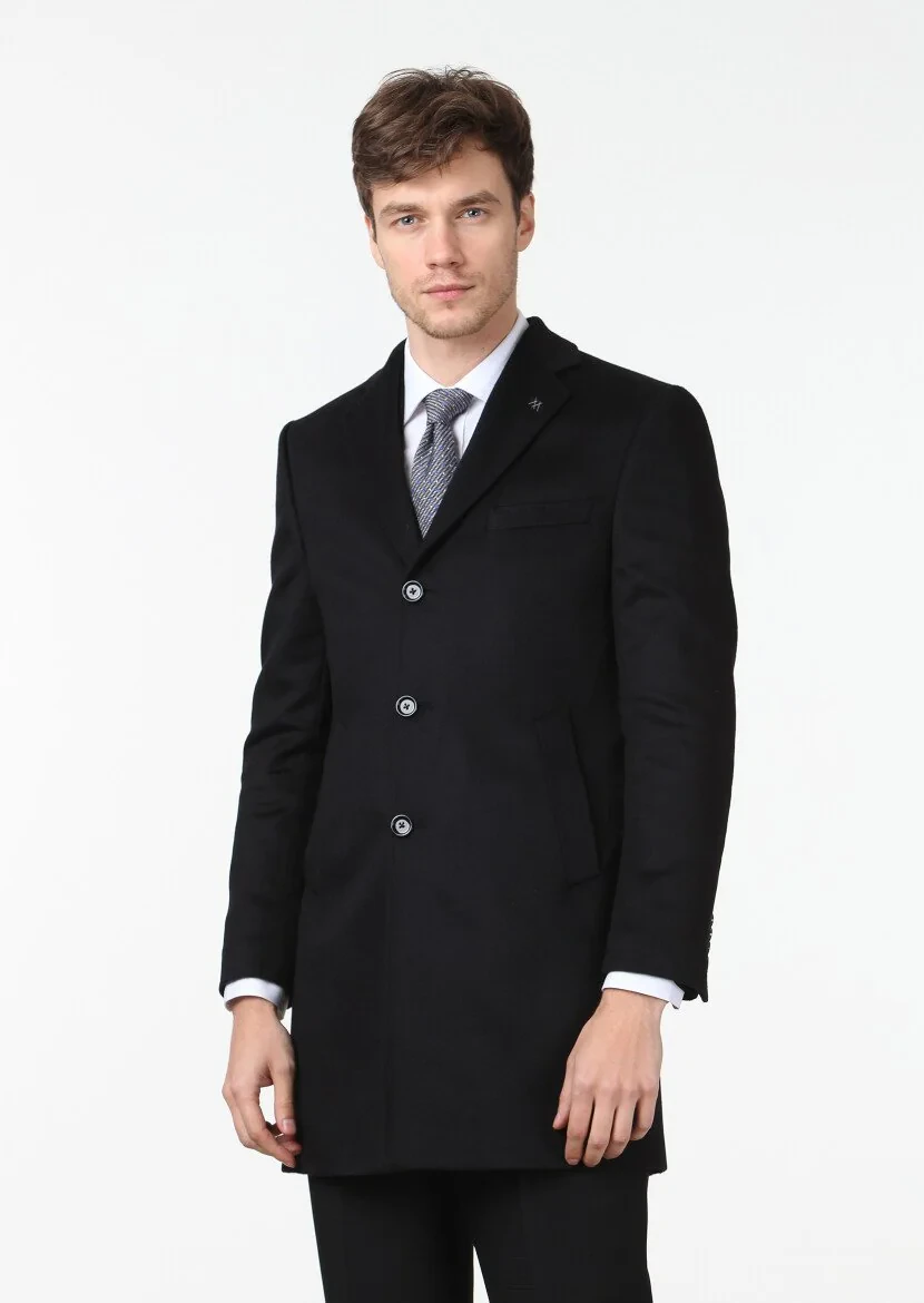 Black Weaving Overcoat 