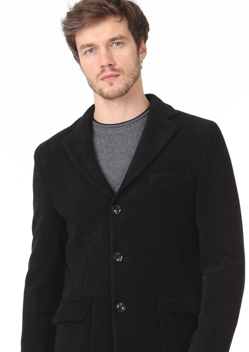 Black Weaving Overcoat - 2