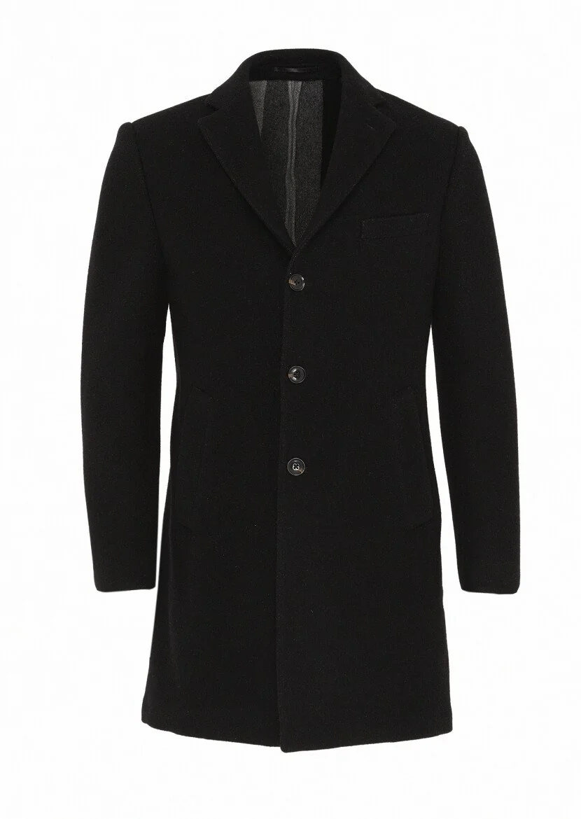 Black Weaving Overcoat - 1