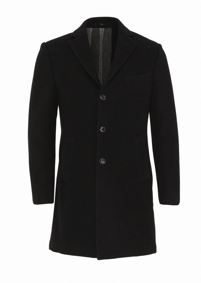 Black Weaving Overcoat - 1