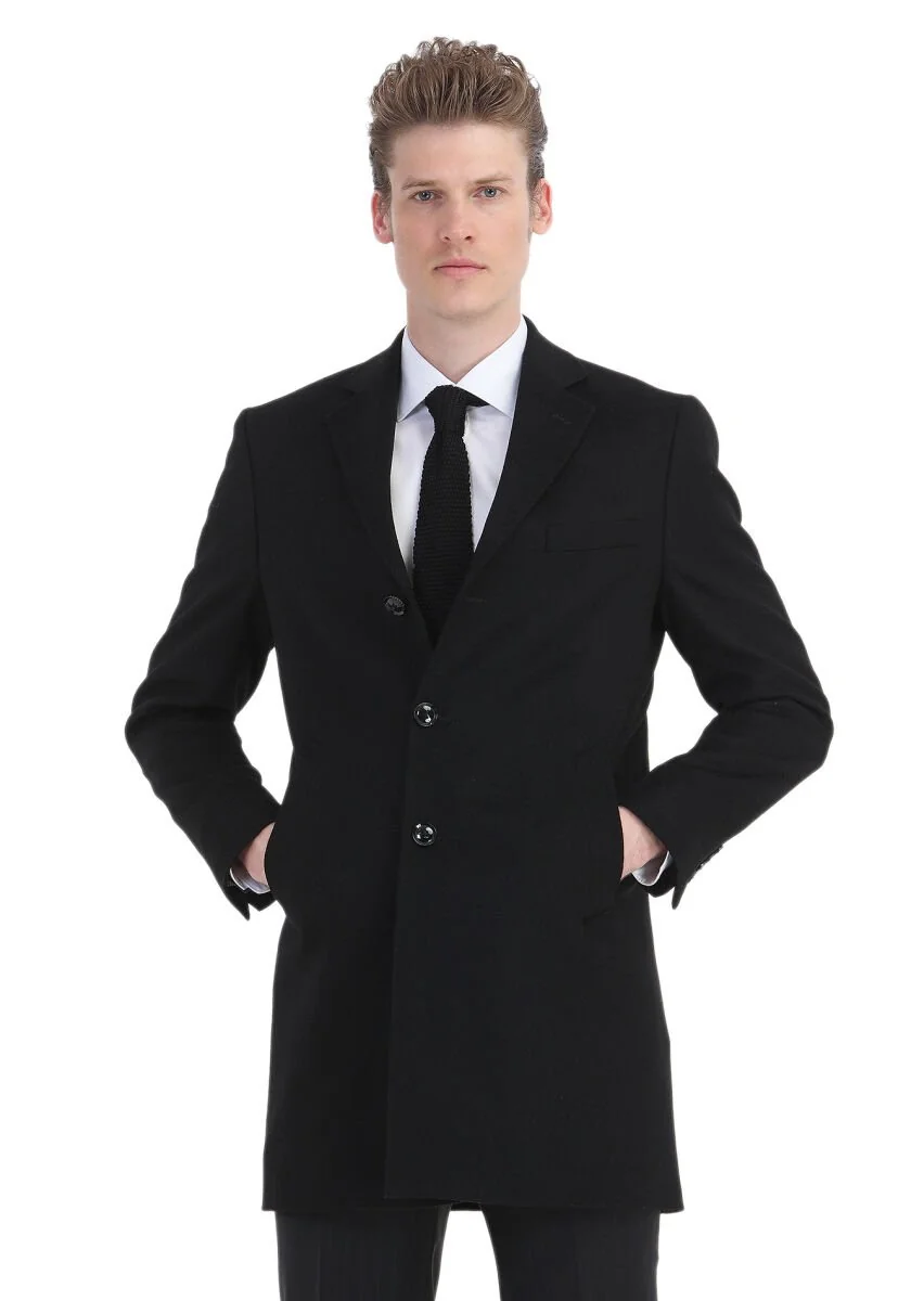 Black Weaving Overcoat - 2