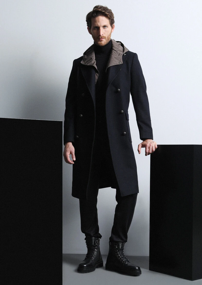 Black Weaving Overcoat - 1