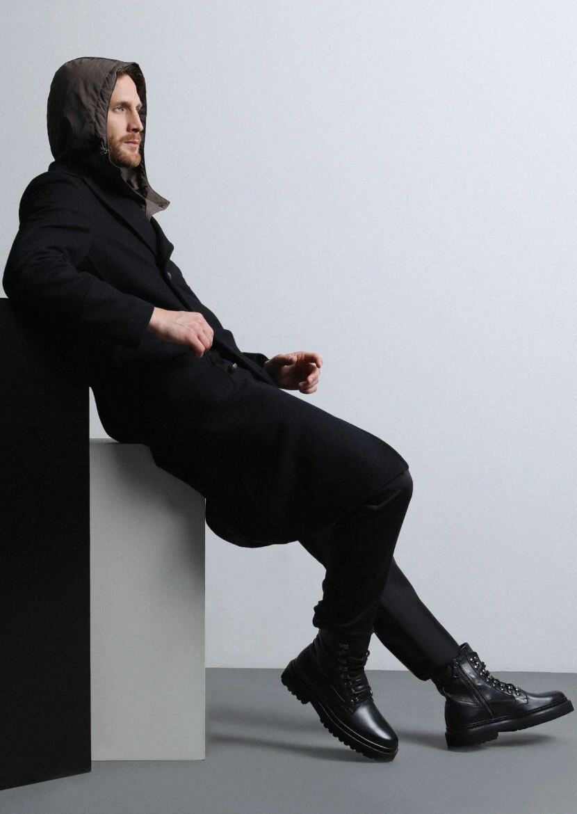 Black Weaving Overcoat - 4