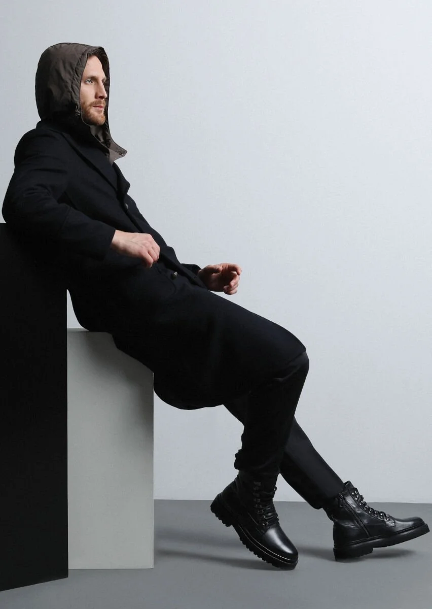 Black Weaving Overcoat - 4