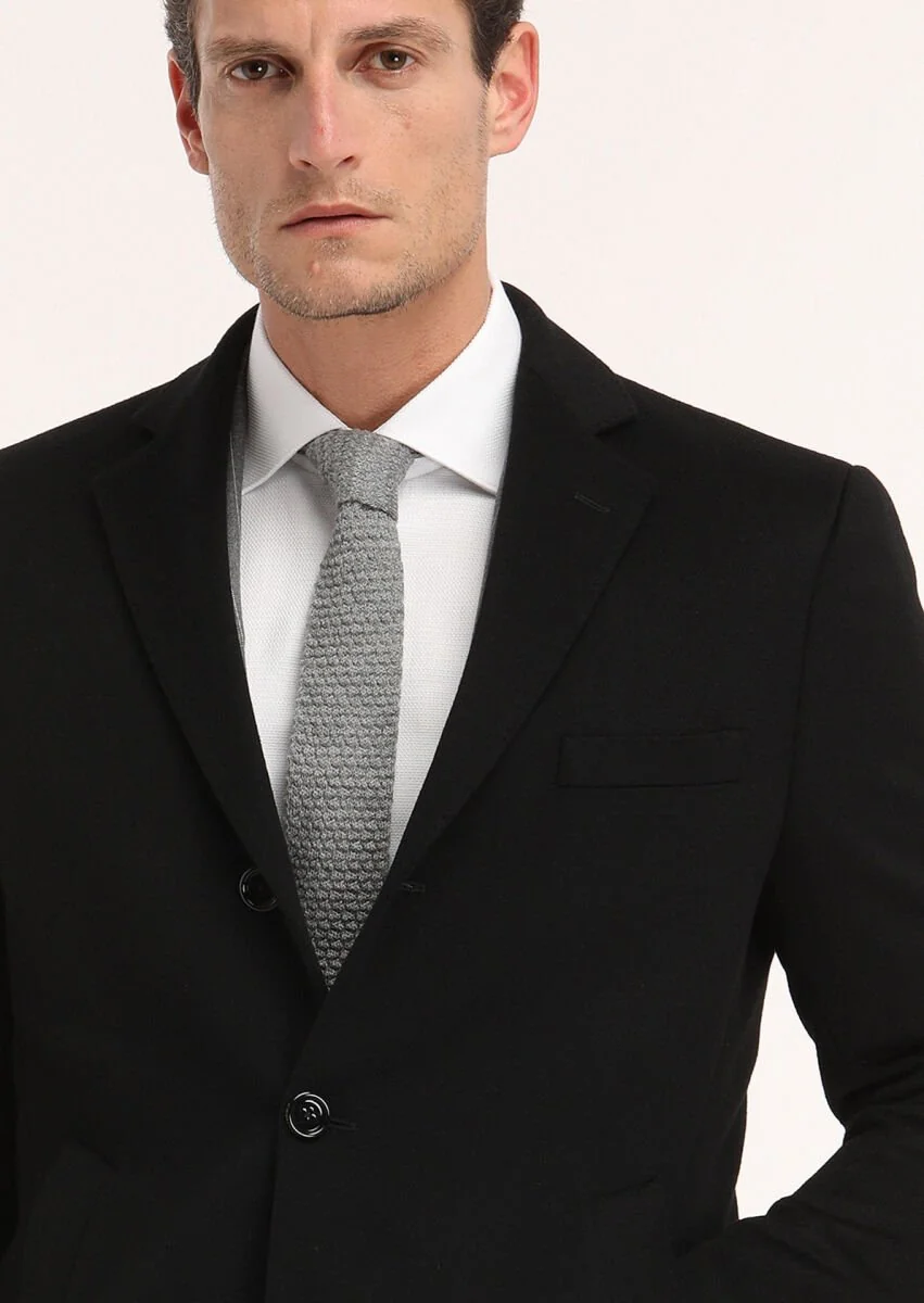 Black Weaving Overcoat - 2