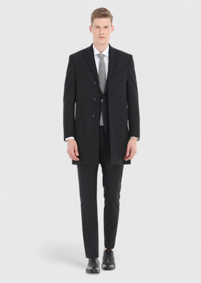 Black Weaving Overcoat - 1