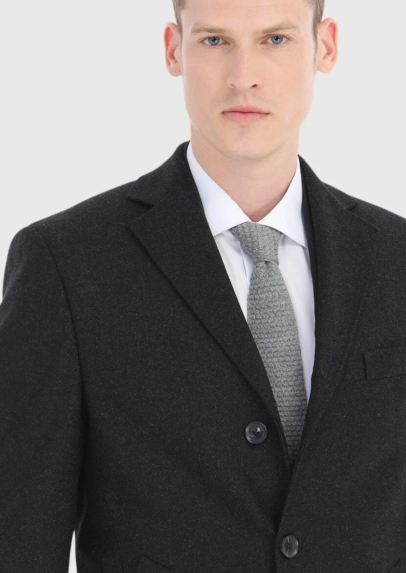 Black Weaving Overcoat - 3