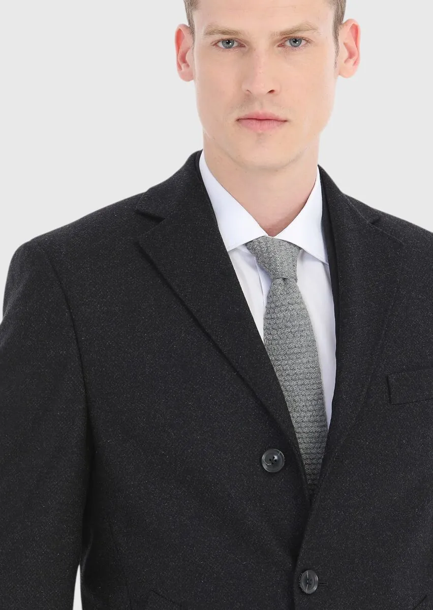 Black Weaving Overcoat - 3