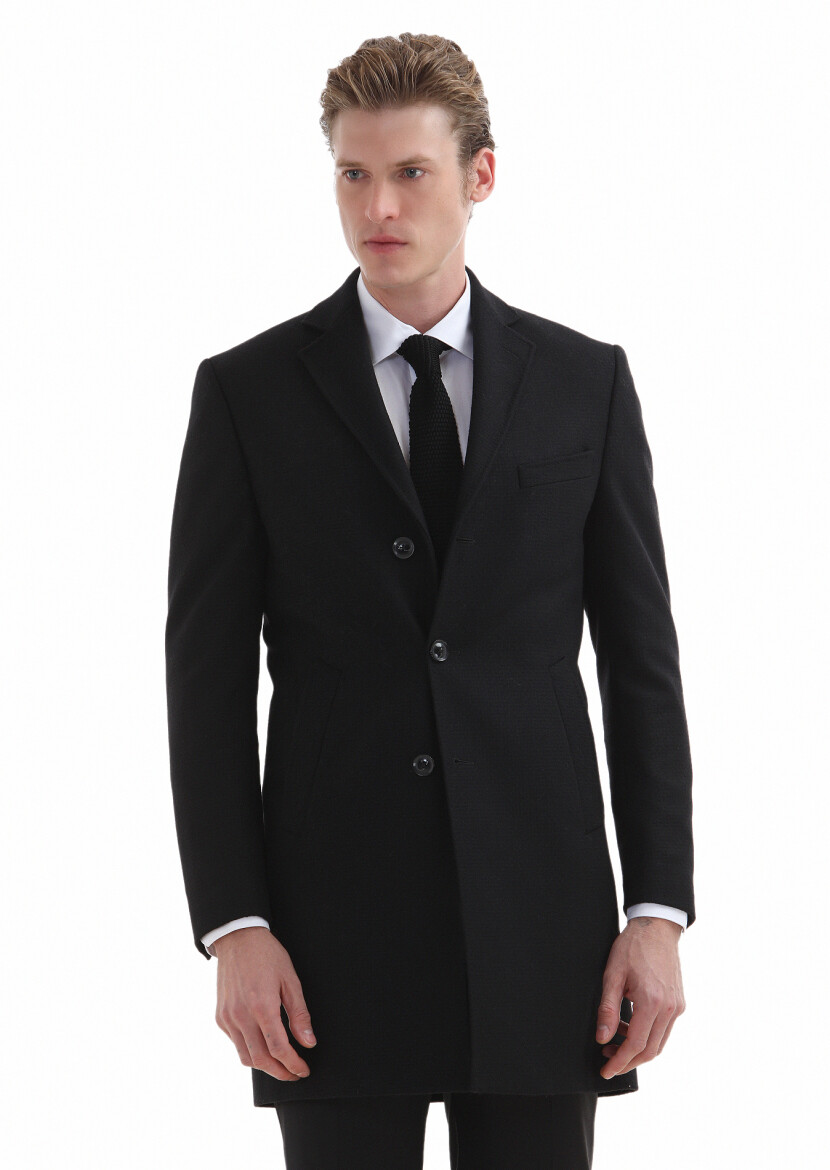 Black Weaving Overcoat - 2