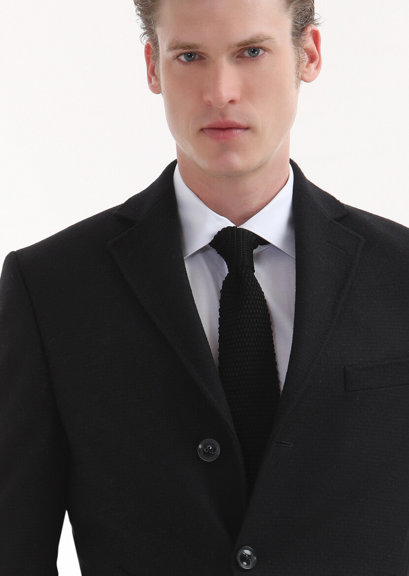 Black Weaving Overcoat - 3