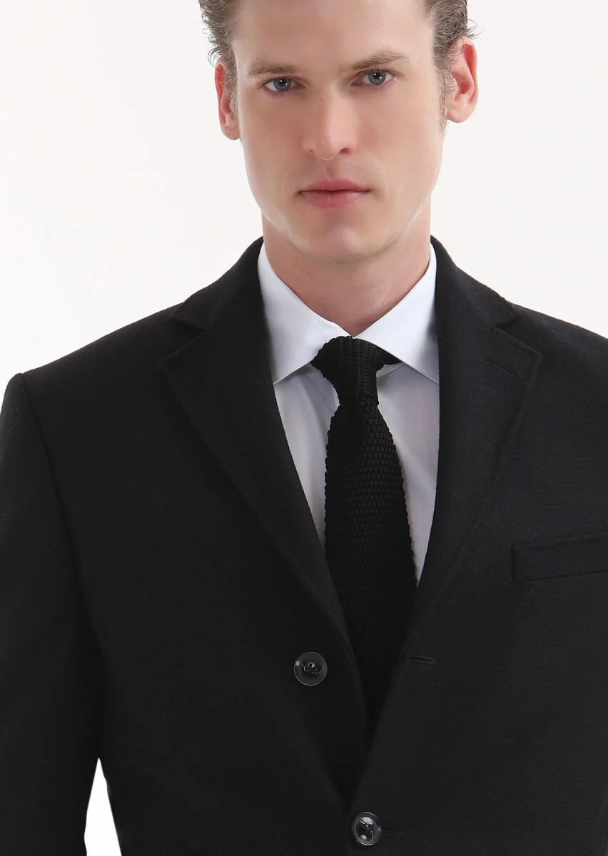 Black Weaving Overcoat - 3
