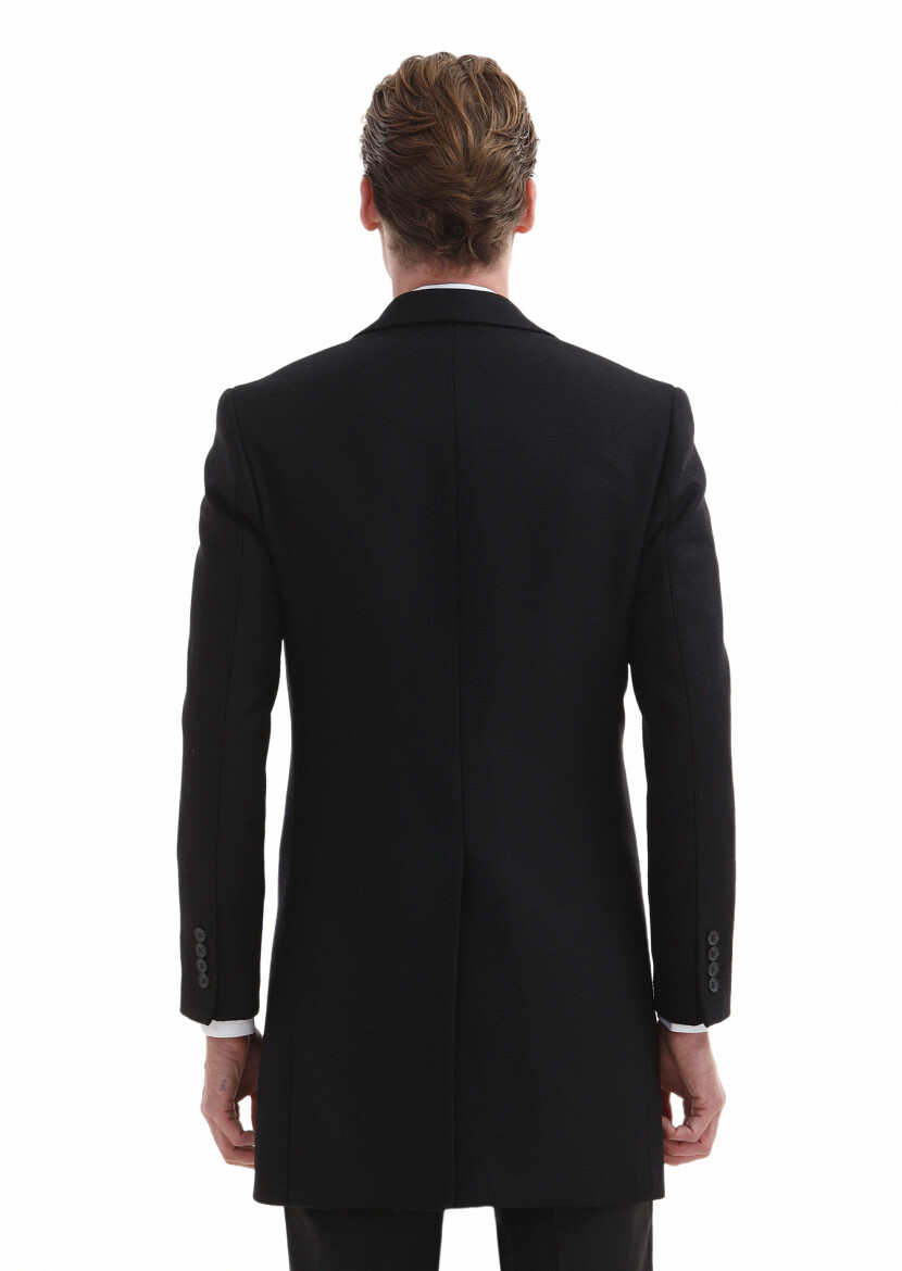 Black Weaving Overcoat - 5