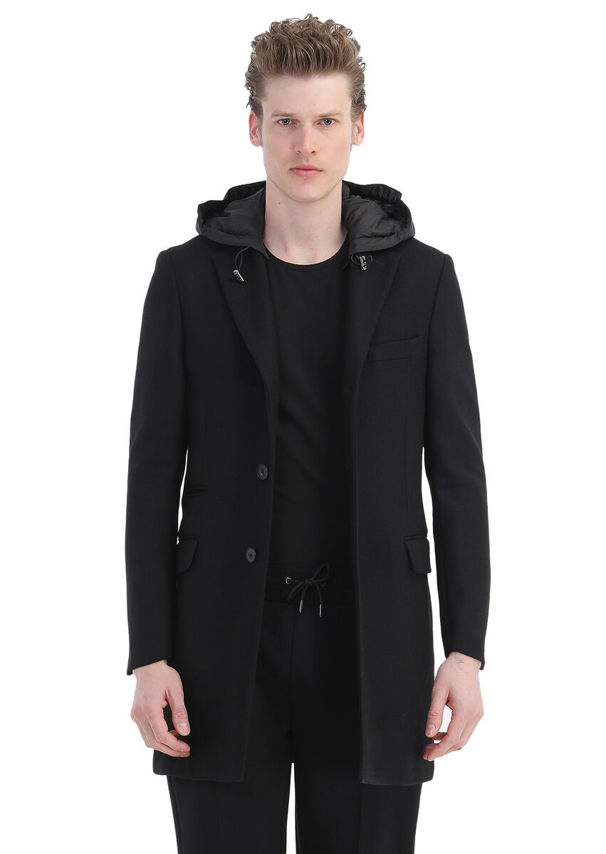 Black Weaving Overcoat - 1