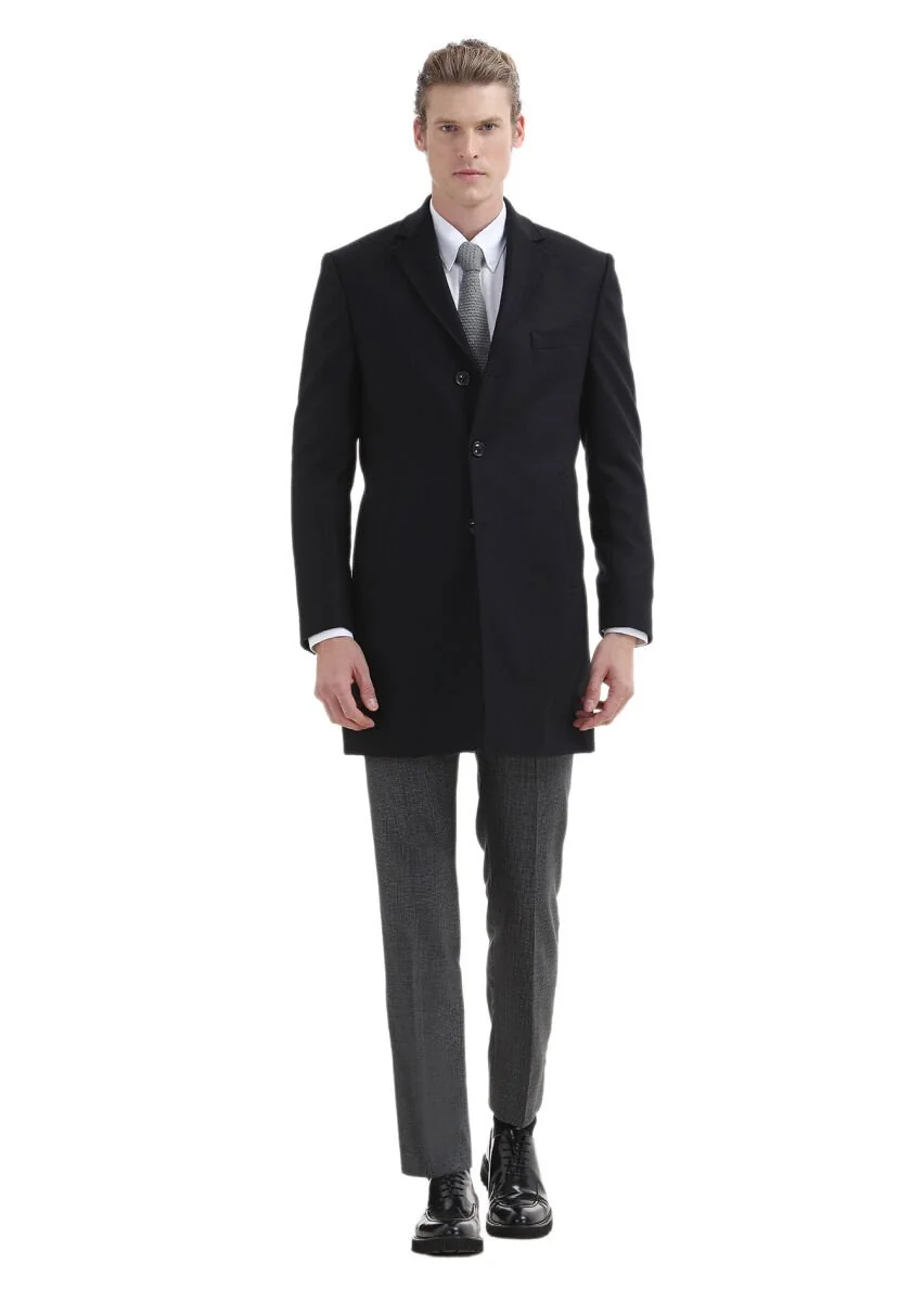 Black Weaving Overcoat - 1