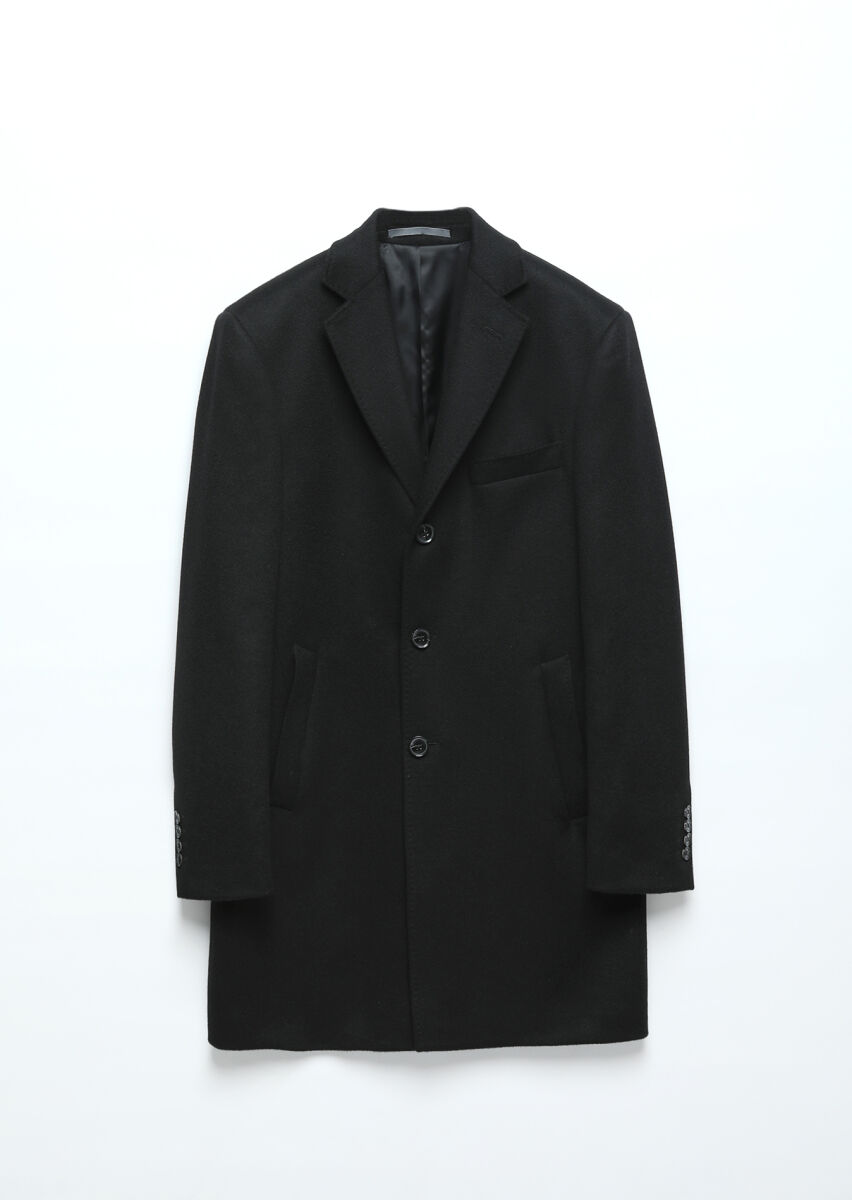 Black Weaving Overcoat - 1