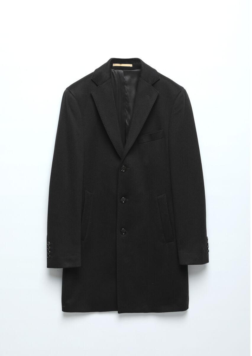 Black Weaving Overcoat - 1