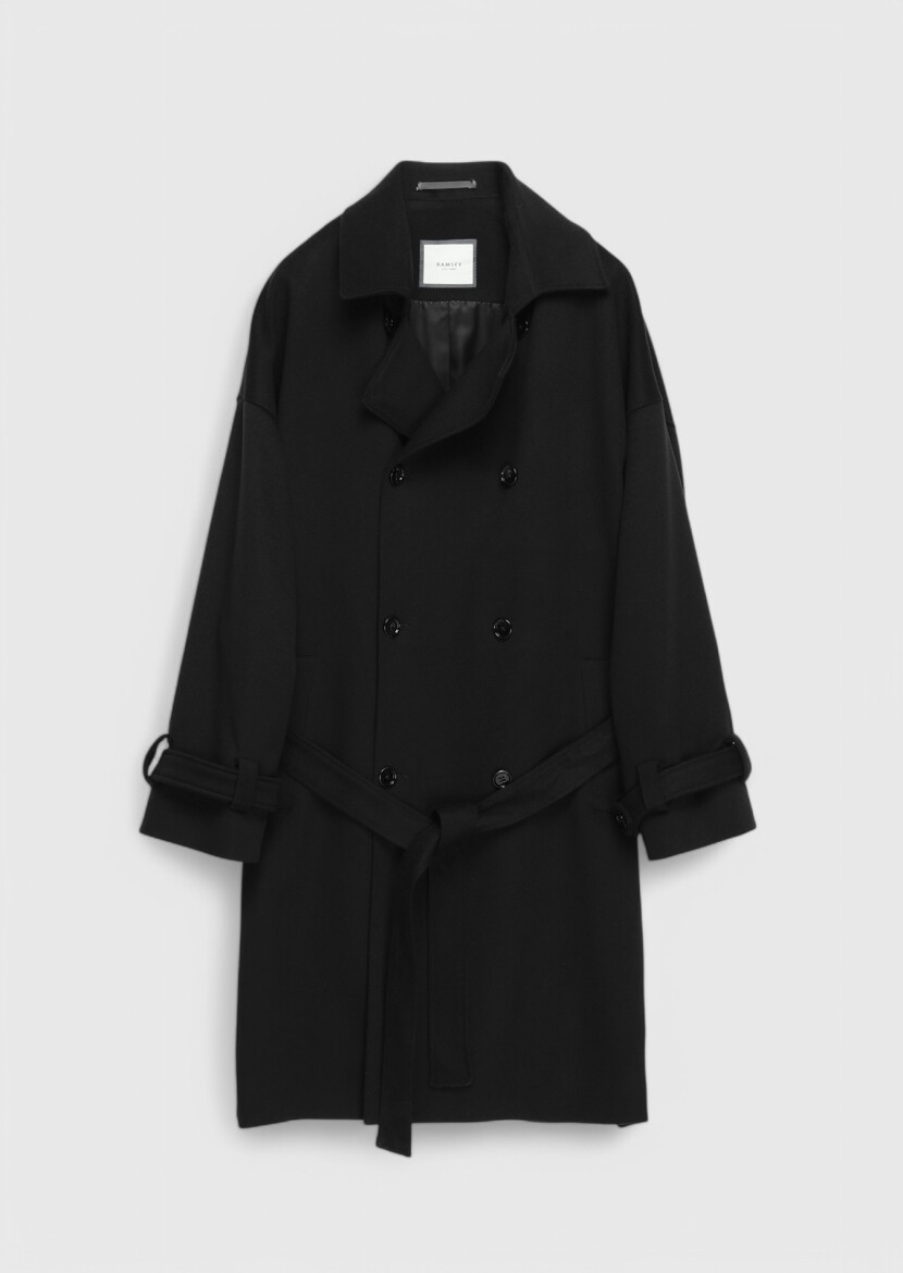 Black Weaving Overcoat 