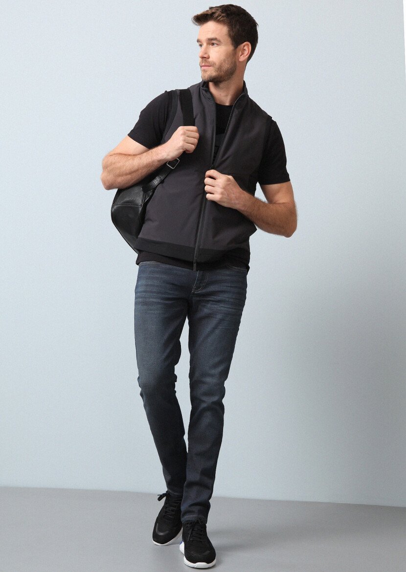Black Weaving Puffer Vest - 4