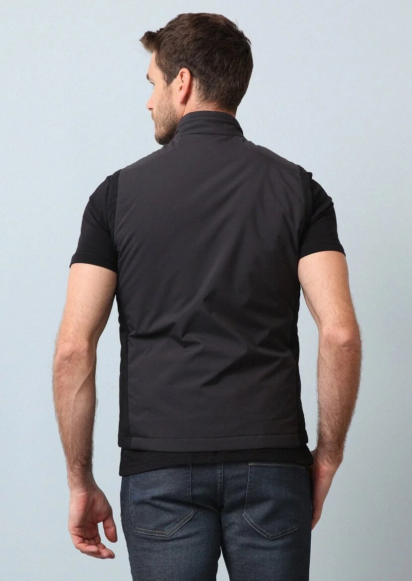 Black Weaving Puffer Vest - 5