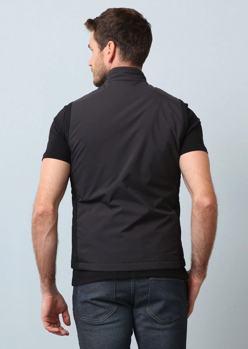 Black Weaving Puffer Vest - 5