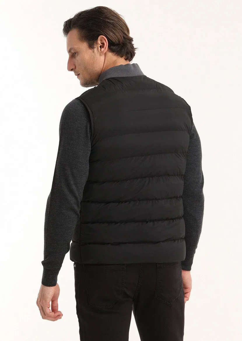 Black Weaving Puffer Vest - 5
