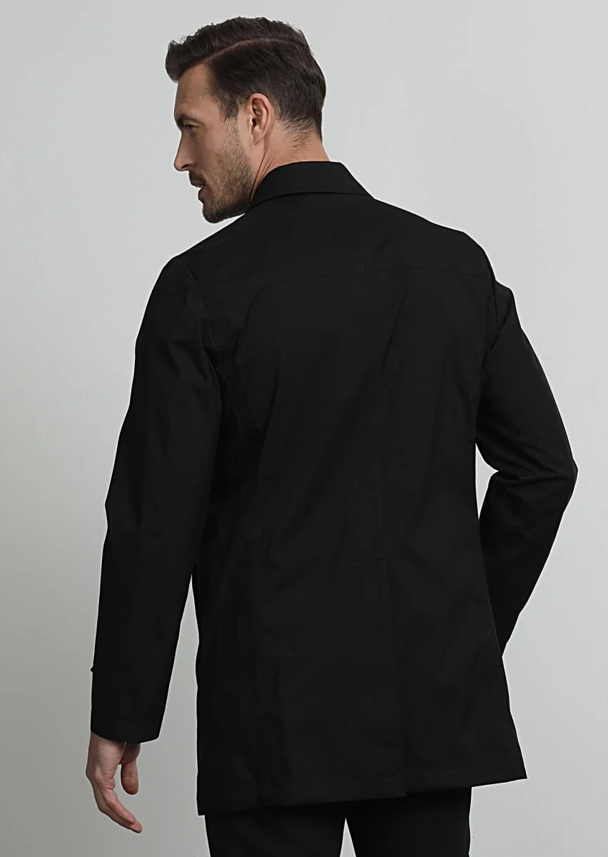Black Weaving Rain Coat - 4