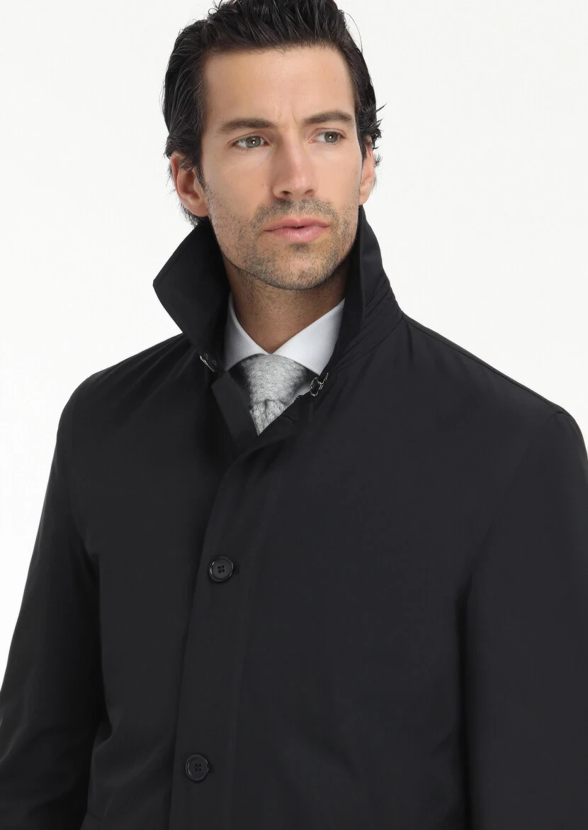 Black Weaving Rain Coat - 3