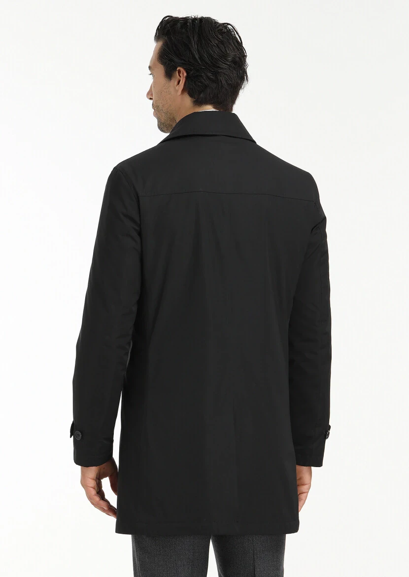 Black Weaving Rain Coat - 6