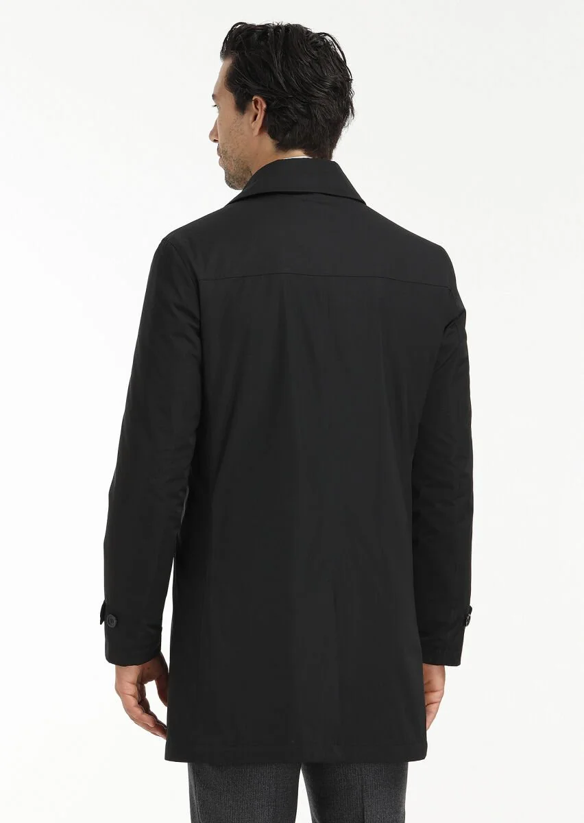 Black Weaving Rain Coat - 6