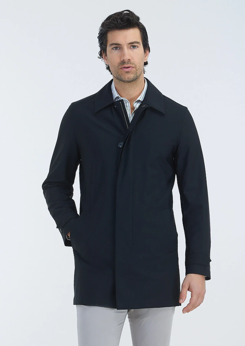 Black Weaving Rain Coat 