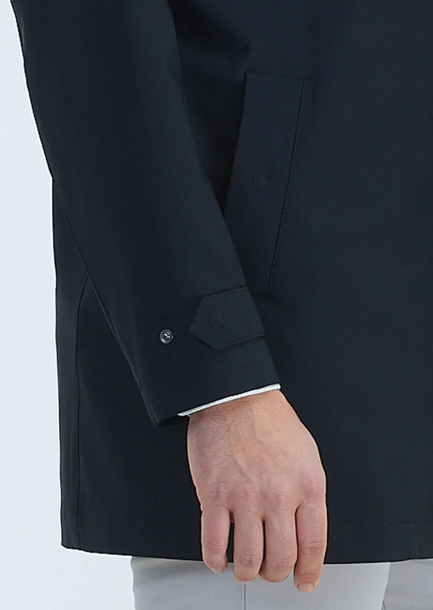 Black Weaving Rain Coat - 4