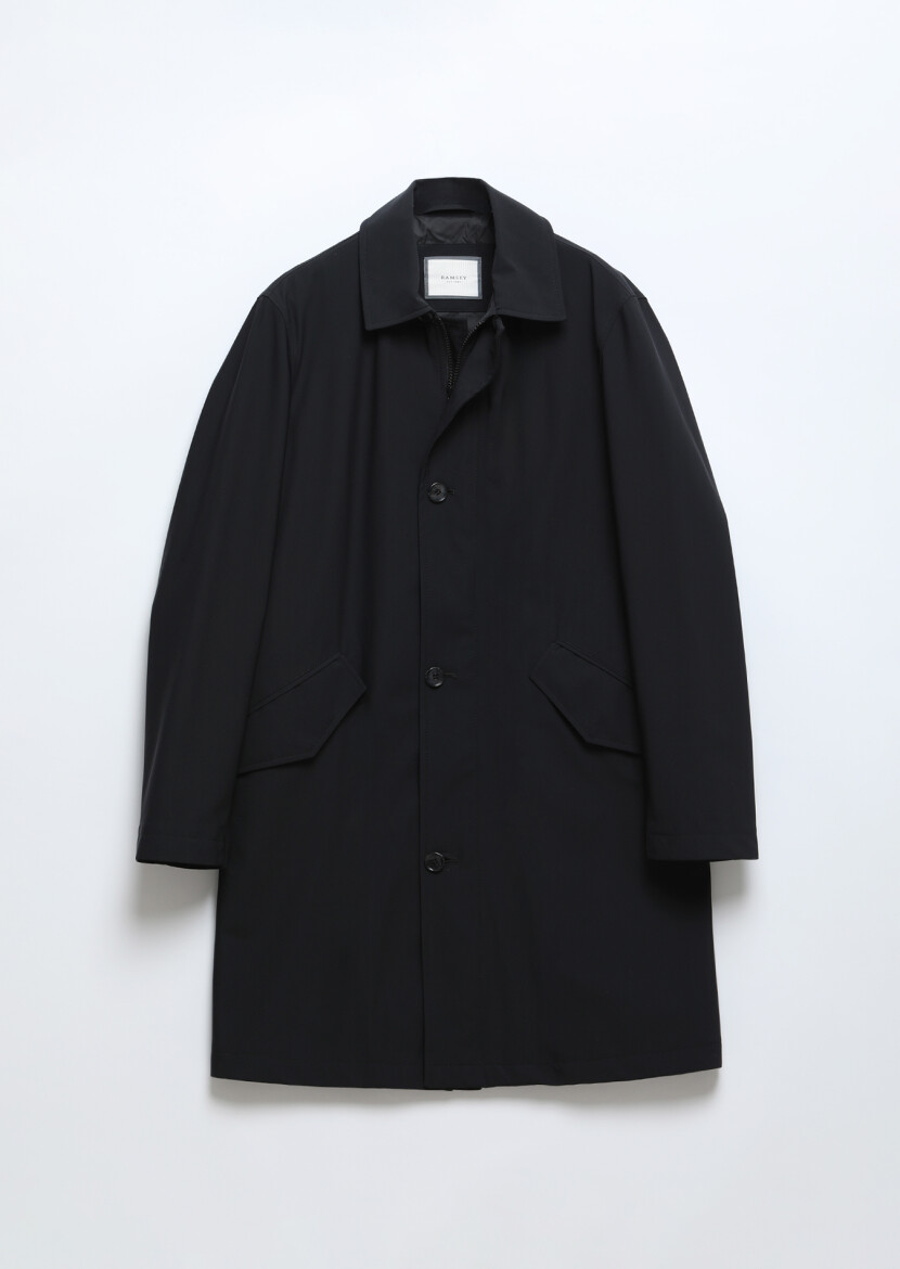 Black Weaving Rain Coat - 7