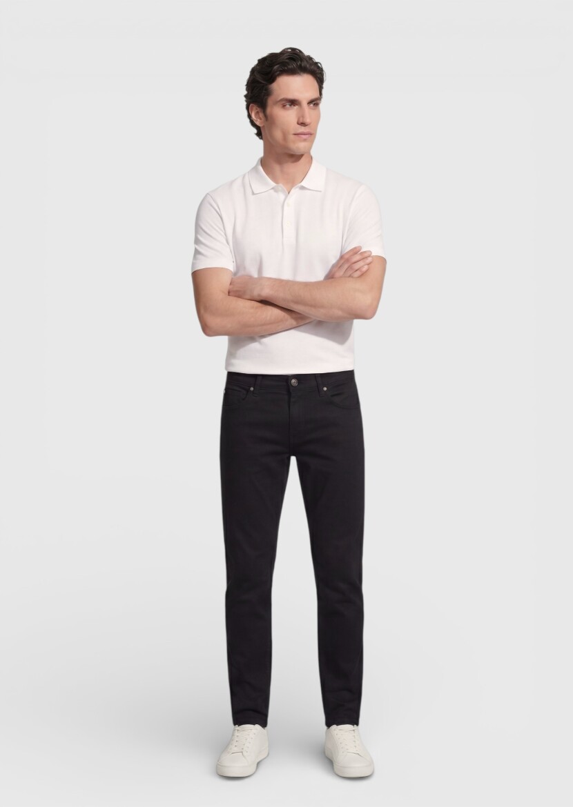 Black Weaving Regular Fit Casual 100% Cotton Trousers - 3