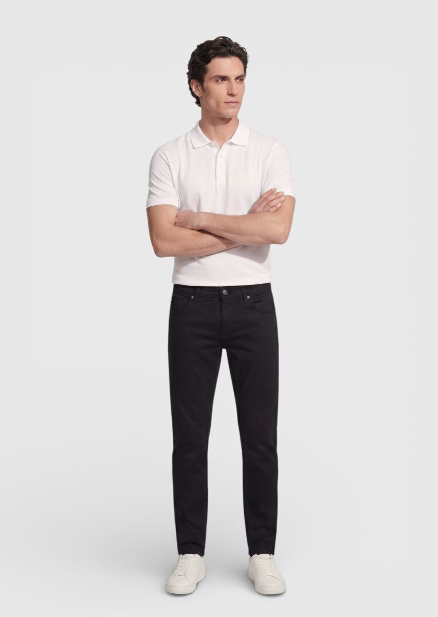 Black Weaving Regular Fit Casual 100% Cotton Trousers - 3