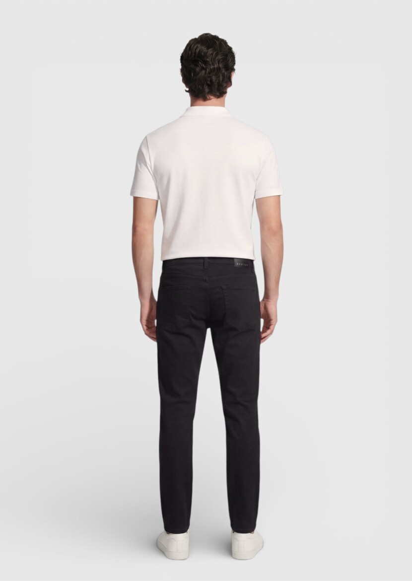 Black Weaving Regular Fit Casual 100% Cotton Trousers - 4