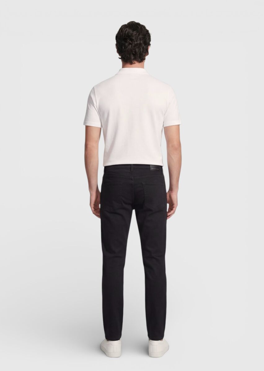 Black Weaving Regular Fit Casual 100% Cotton Trousers - 4