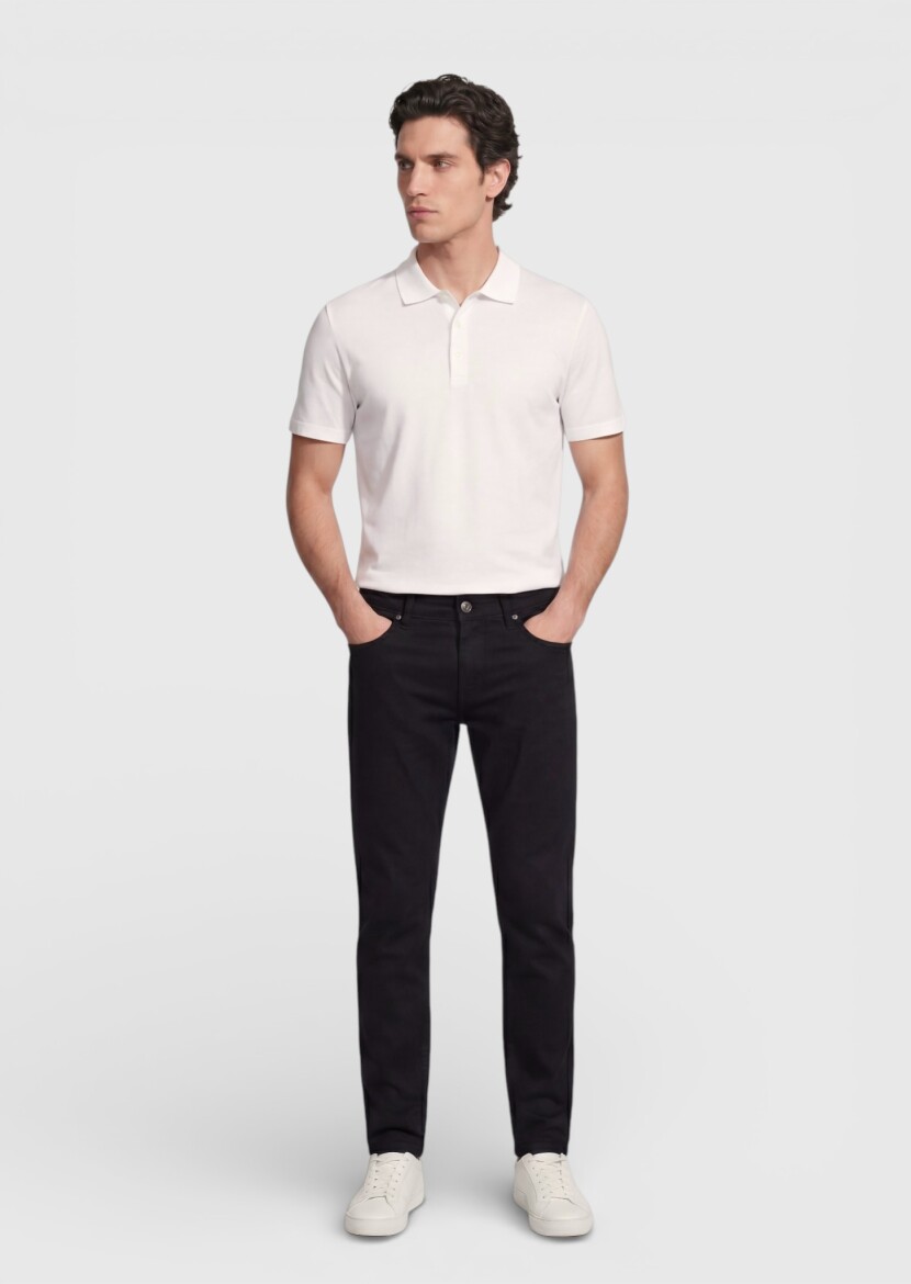 Black Weaving Regular Fit Casual 100% Cotton Trousers - RAMSEY