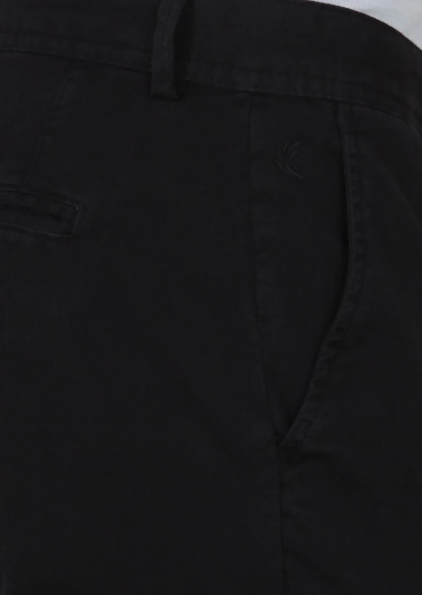 Black Weaving Regular Fit Casual Cotton Blended Trousers - 4
