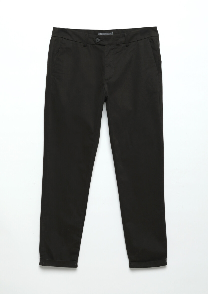 Black Weaving Regular Fit Casual Cotton Blended Trousers 