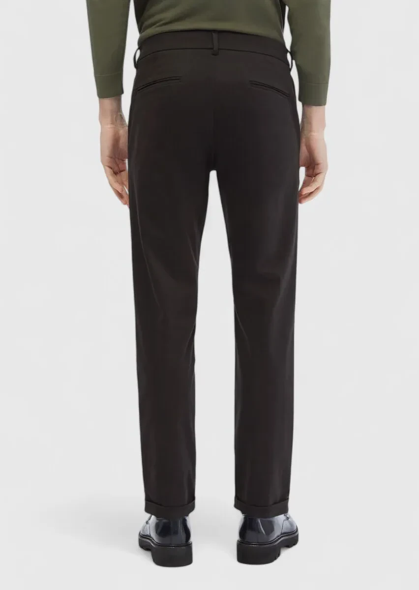 Black Weaving Regular Fit Casual Cotton Blended Trousers - 2